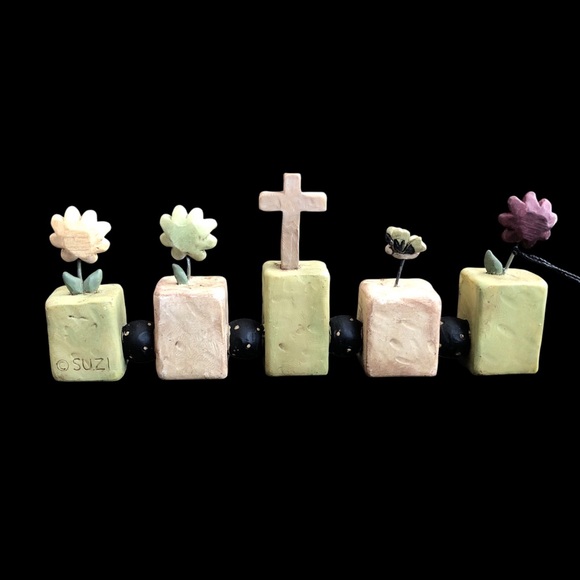 NWT Suzi Skoglund Blossom Bucket Jesus Block Letter Figurine Easter Lent Spring - Picture 4 of 5